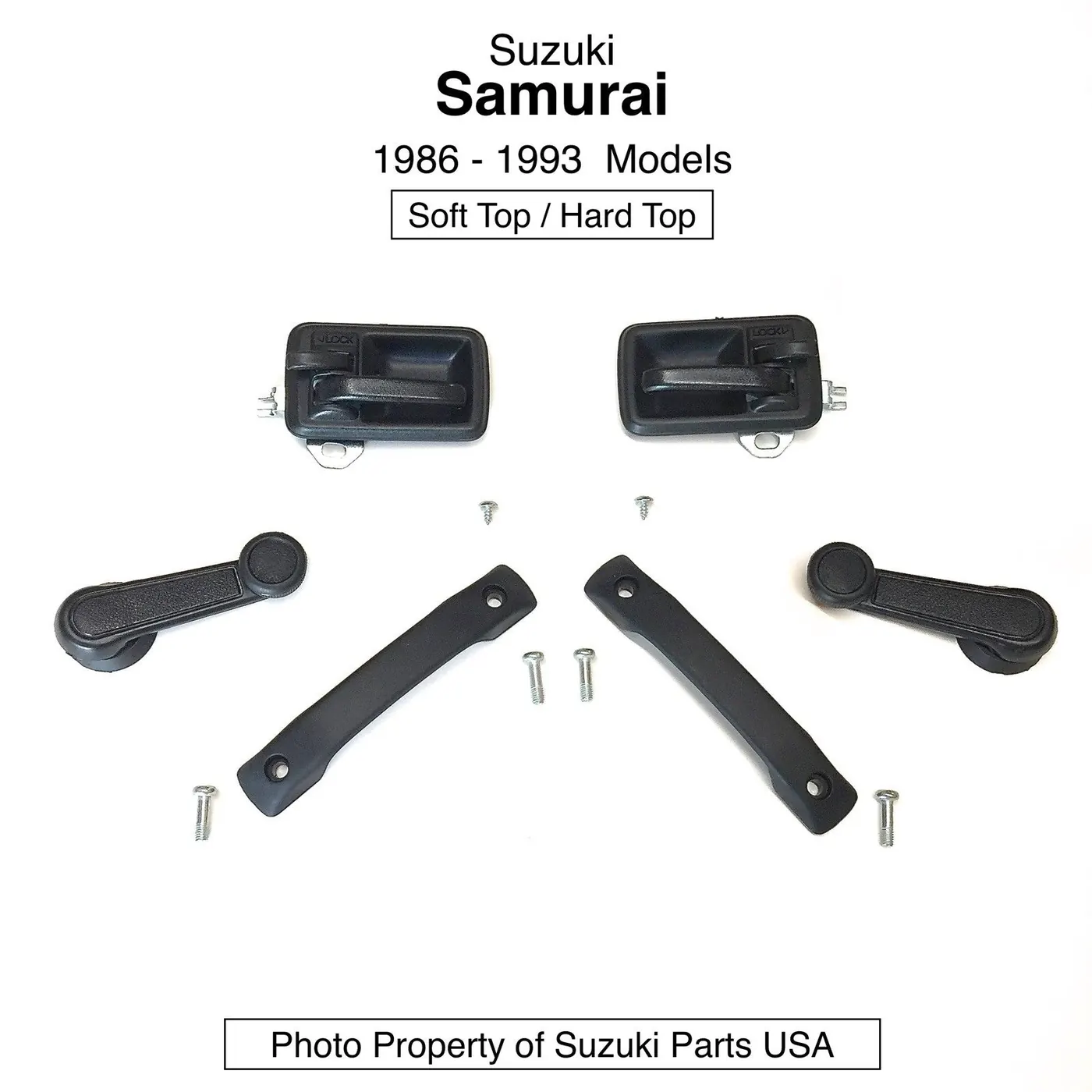WINDOW CRANKS, DOOR HANDLES, PULLS / (BLACK) – SAMURAI ’85-’93