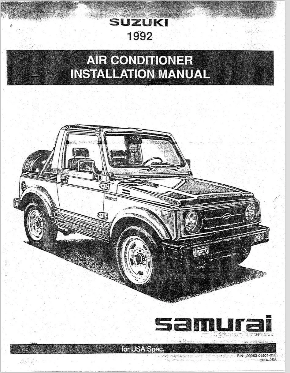 A/C INSTALLATION PDF MANUAL (OEM) – SUZUKI SAMURAI 1.3L/8V 92′-95′