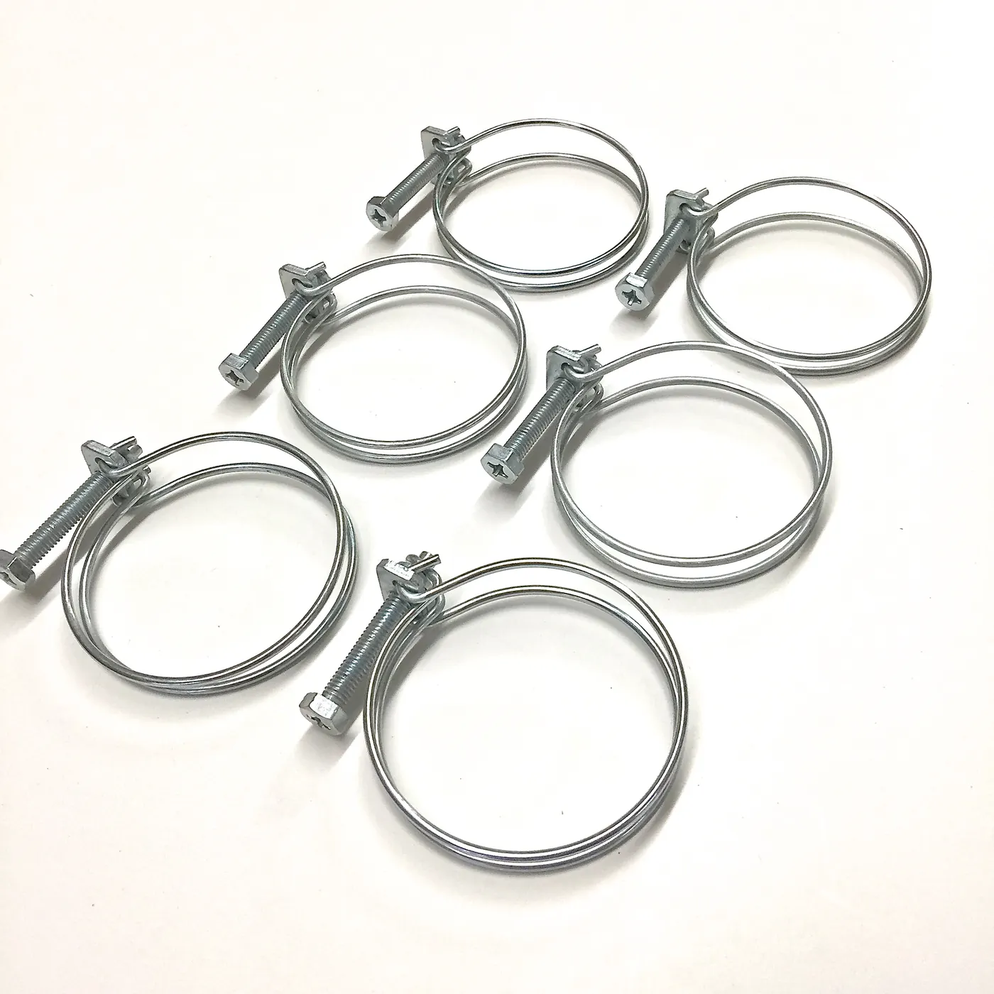 QTY 6 – PREMIUM RADIATOR COOLANT HOSE CLAMPS 2 1/2″-2″ DOUBLE WIRE / SEAL