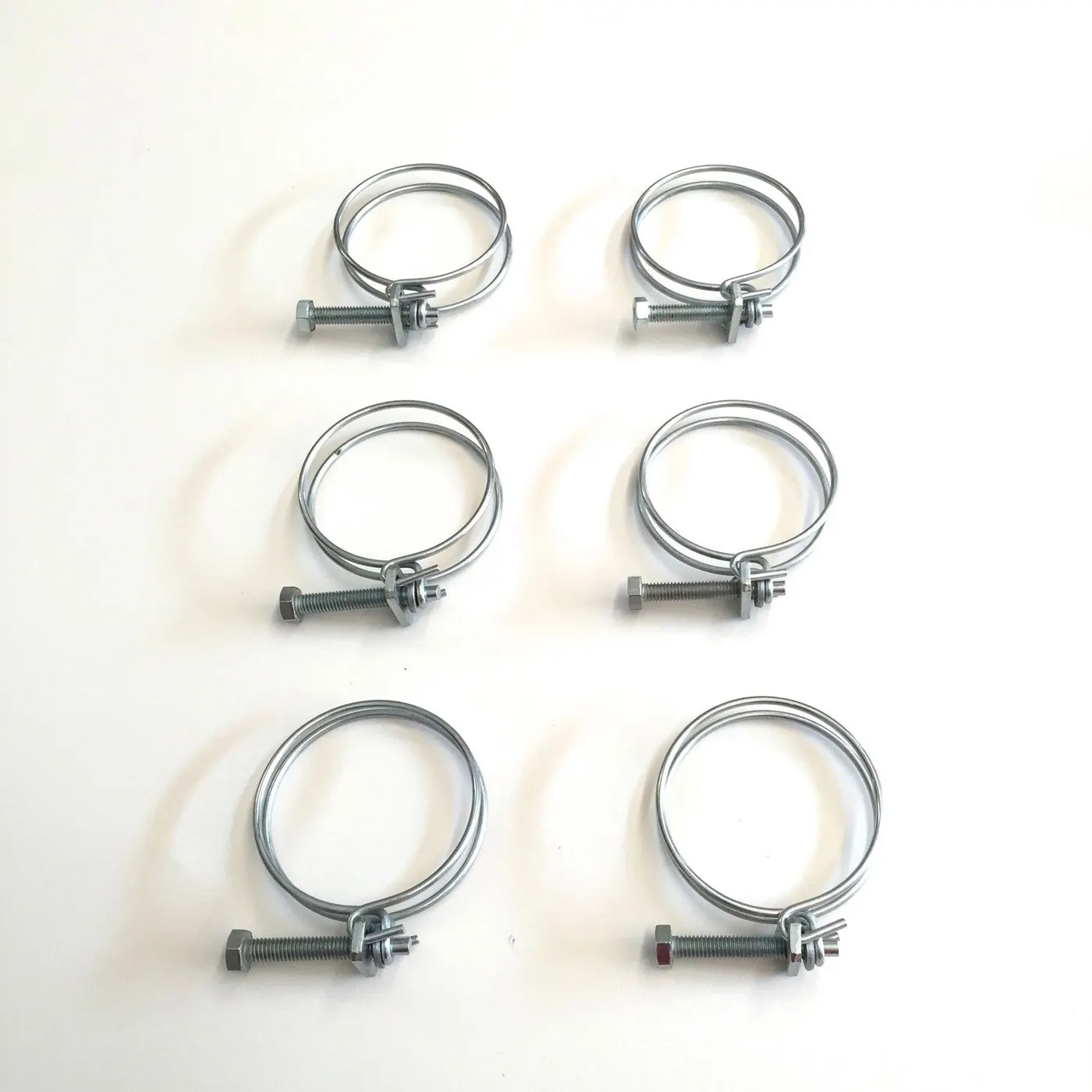 QTY 6 – PREMIUM RADIATOR COOLANT HOSE CLAMPS 2 1/8″-1 3/4″ DOUBLE WIRE / SEAL