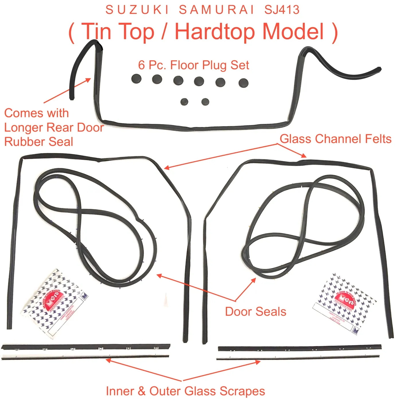 COMPLETE SEAL KIT – DOOR / GLASS (OEM) – SAMURAI 80′-87′ (TIN-TOP MODELS)