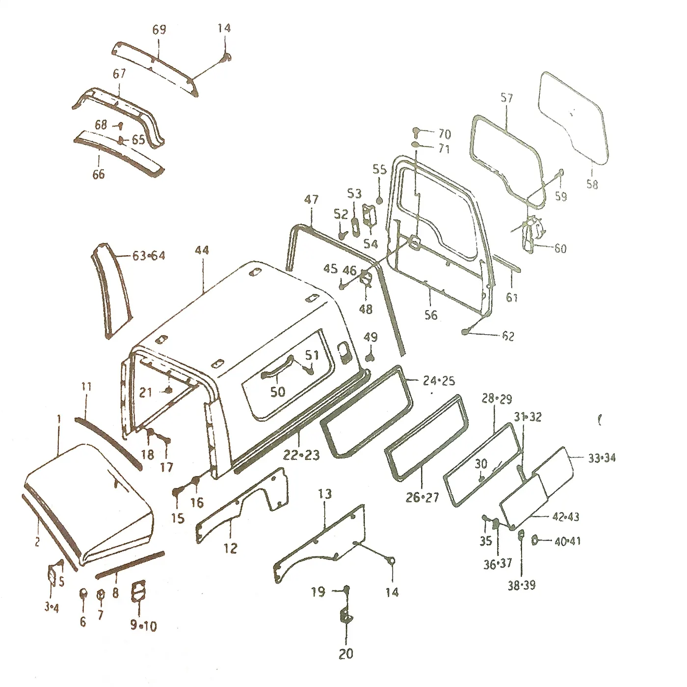 HARD-TOP TO TARGA BAR / RUBBER SEAL (OEM) – SAMURAI ’80-’95