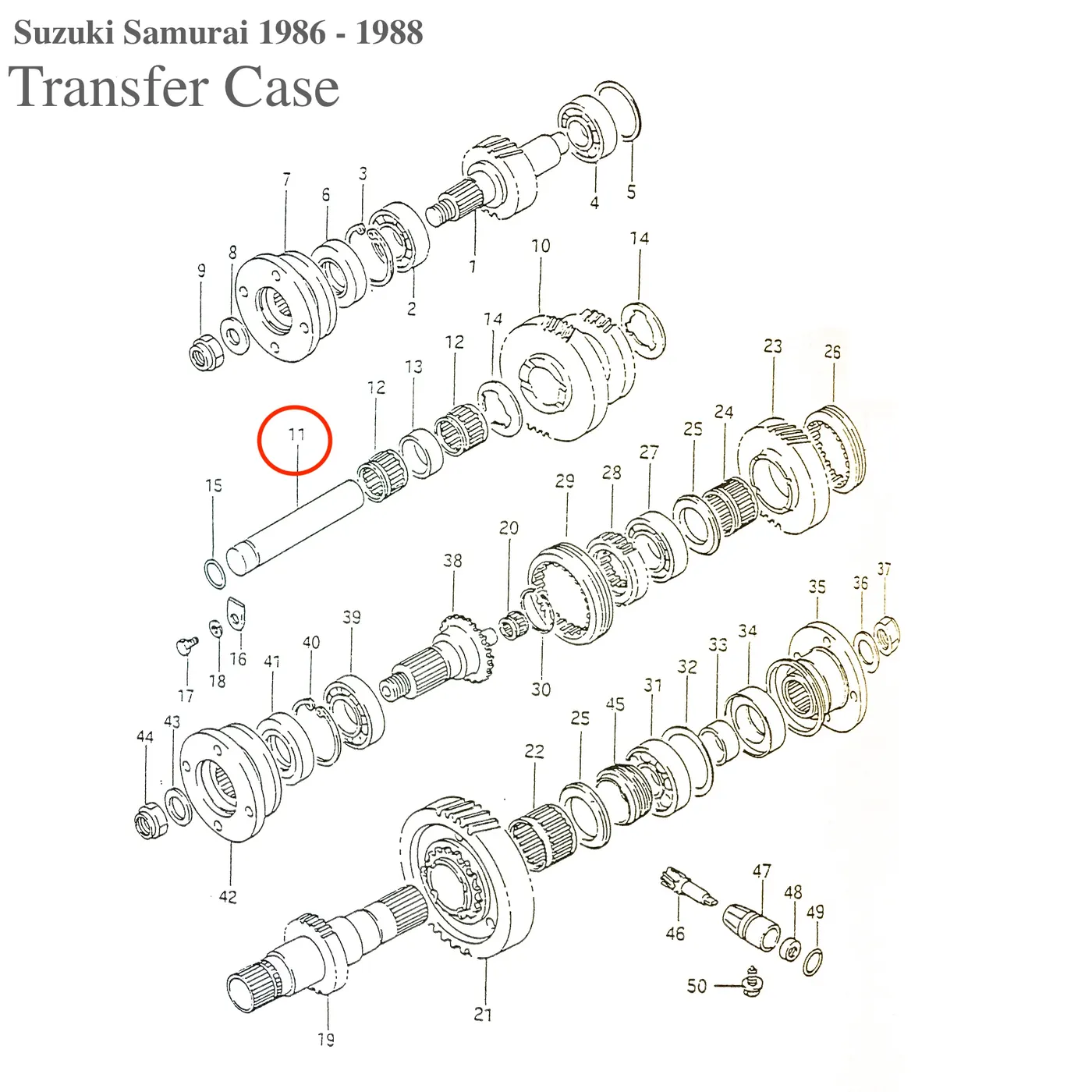 TRANSFER CASE COUNTER SHAFT (OEM/SGP) – SAMURAI ’85-’95