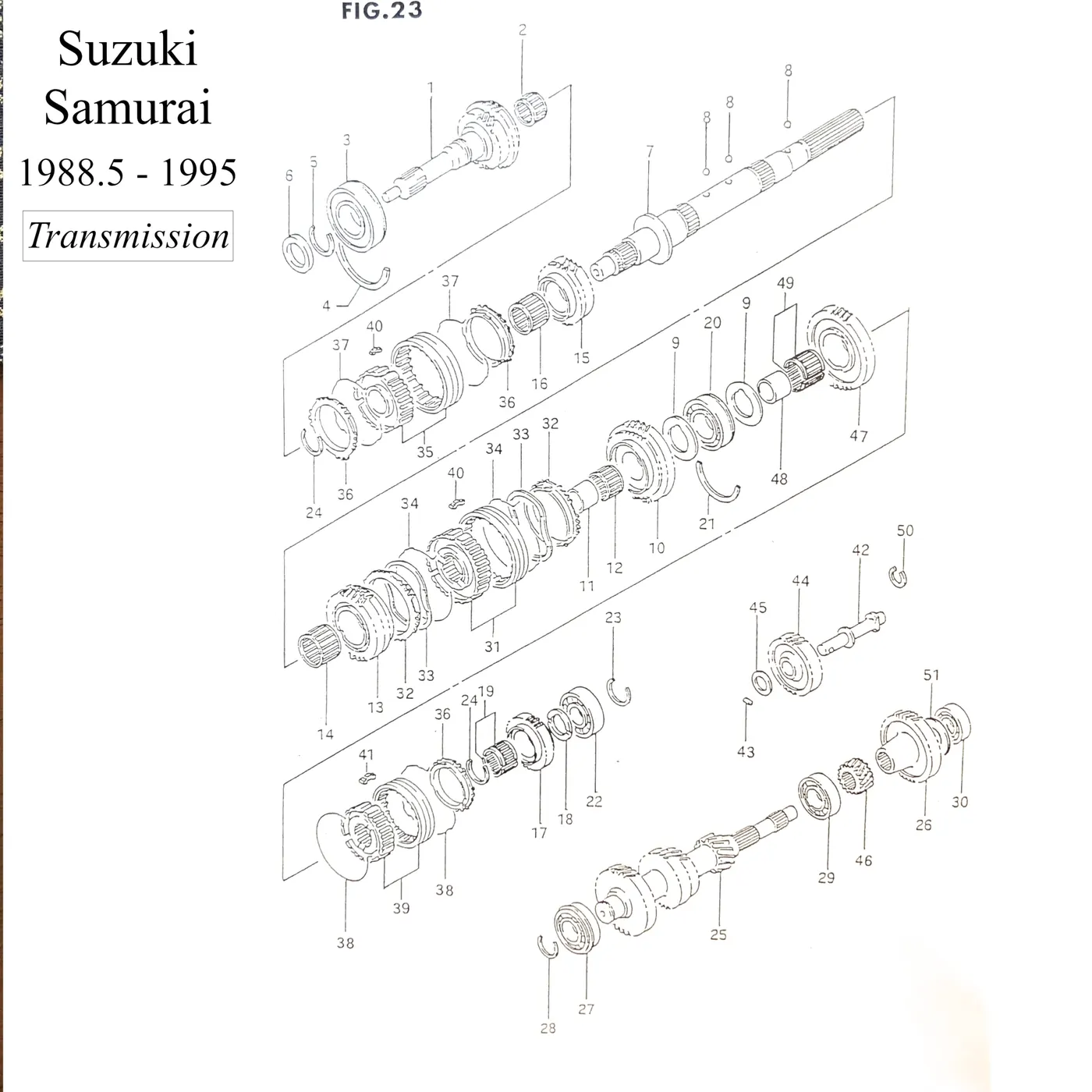 TOTAL TRANSMISSION REBUILD: BEARINGS, SYNCS, OIL SEAL – SAMURAI 88.5′-95′